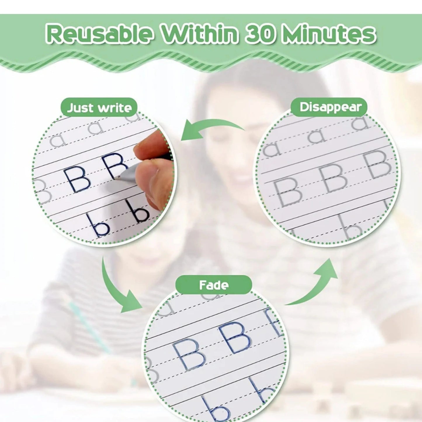 SANK Magic Practice Copybook Set (4 Books + 10 Refills + 1 Pen + 1 Grip) – English Handwriting Tracing Book for Kids, Preschool Learning & Calligraphy Practice