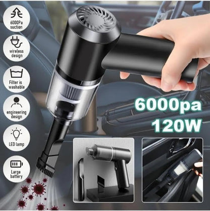 Wireless Rechargeable Car Vacuum Cleaner & Air Duster – High Power 120W, LED, 5500PA Suction, Portable & Durable Design